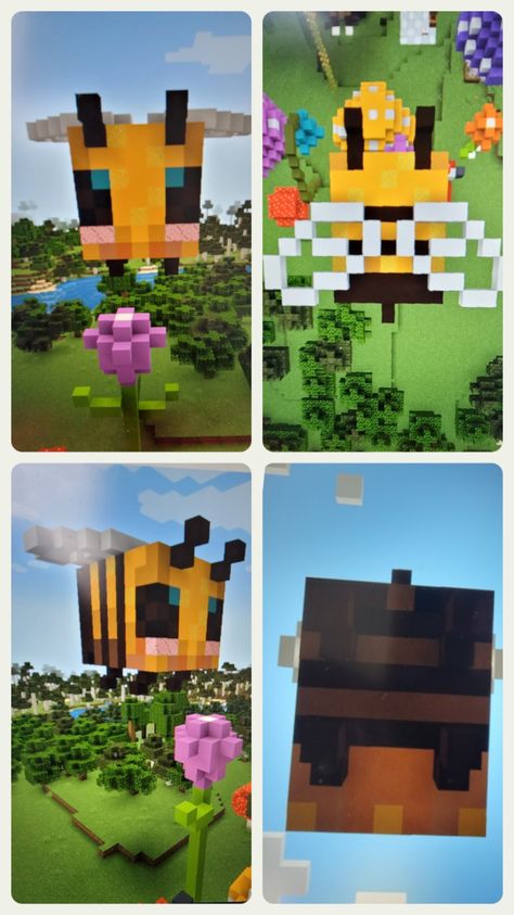 Minecraft Bee Statue, Bee Minecraft Build, Minecraft Bee, Bee House, Cute Minecraft Houses, Minecraft Inspo, Toca Life, Minecraft Ideas, Bee Theme