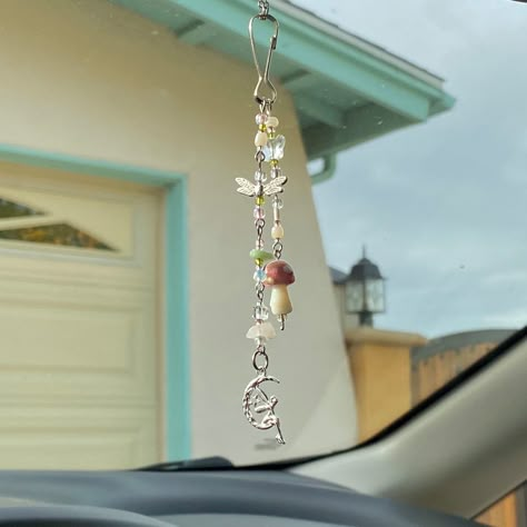 Fairy Mushroom Car Charm / Window Charm / Sun Catcher / Purse - Etsy Rear Mirror Accessories, Beaded Car Charms, Car Mirror Decorations, Crystal Car Charms, Window Charm, Car Hanging Accessories, Car Mirror Hangers, Fairy Mushroom, Mushroom Garden