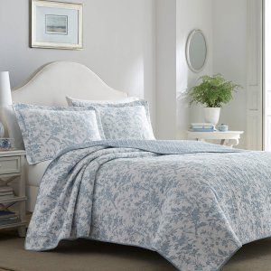 Blue & Quilts and Coverlets Bedding and Bedding Sets on Hayneedle - Blue & Quilts and Coverlets Bedding and Bedding Sets For Sale Toile Quilt, Laura Ashley Bedding, Laura Ashley Home, King Quilt Sets, Reversible Bedding, Cotton Quilt Set, Chic Quilts, Karim Rashid, Country Bedroom