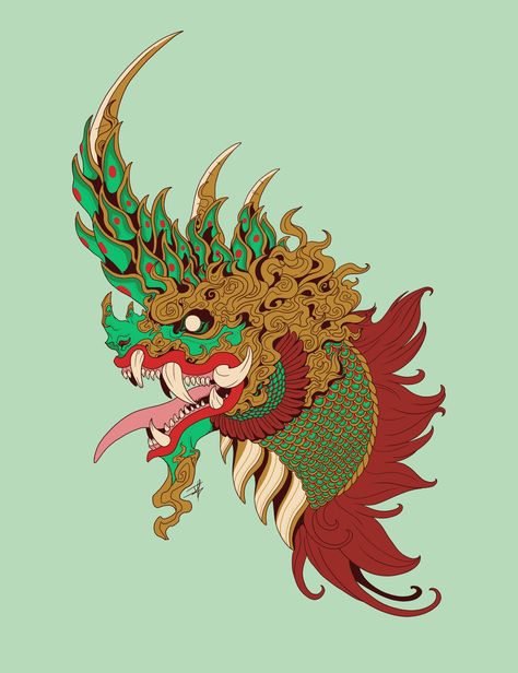 ArtStation - Naga Burmese Dragon Tattoo, Burmese Dragon, Naga Tattoo, Thai Naga, Naga Art, Naga Dragon, Dragon Project, Burmese Art, Poster Game