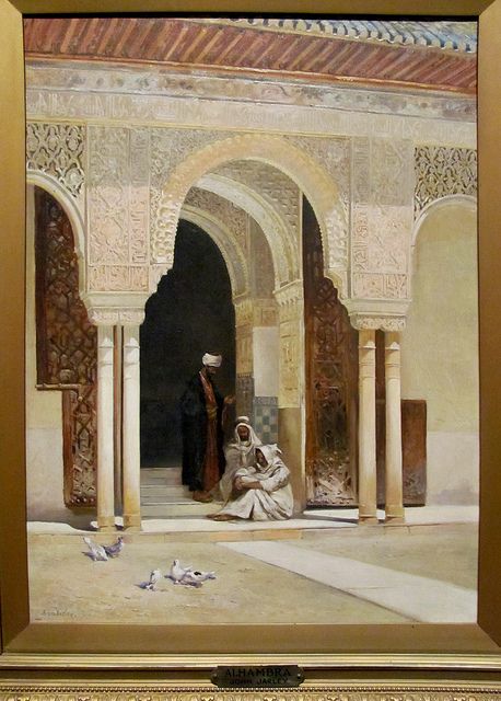 "Entrance to the Hall of the Two Sisters." Varley, John II. (1850-1933.) Oil on canvas. Alhambra Painting, Art Marocain, Art Arabe, Middle Eastern Art, Arabian Art, Arab Culture, Moroccan Art, Al Andalus, Islamic Culture