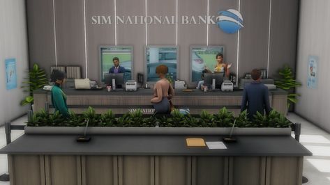 Sim National Bank | Bean's Builds Sims 4 Bank Build, Ts4 Builds, Sims Lots, Lotes The Sims 4, Bloxburg Hacks, The Sims 4 Lots, Sims Houses, The Sims 4 Packs, Sims Building