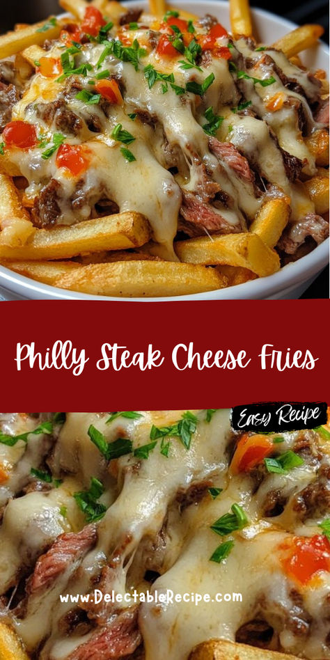 Steak And Cheese Fries, Philly Cheese Steak Fries Recipe, Philly Cheese Steak Fries, Cheese Steak Fries, Loaded French Fries Recipe, Loaded French Fries, French Fry Recipes, One Bowl Meals, Food Truck Menu Ideas