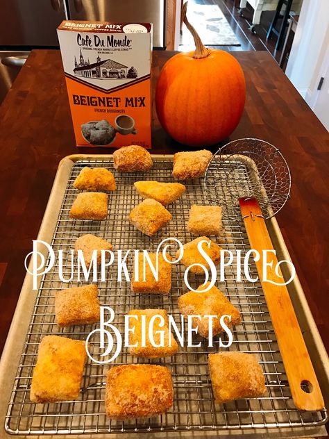 Pumpkin Beignets, Pumpkin Spice Beignets, Tianas Beignets Recipe, Princess Tianas Beignets, Tiana’s Beignets Recipe, Disneyland Beignets, Pumpkin Bread, Beignets, Pumpkin Spice