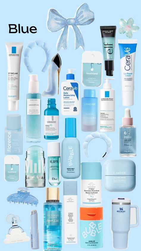 #blue #skincare #skincareblue #💙💙💙 Skincare Blue Aesthetic, Blue Skincare Products, Blue Self Care Aesthetic, Blue Skincare Aesthetic, Blue Skin Care, Blue Wishlist, Blue Skincare, December Wishes, Dream Skincare