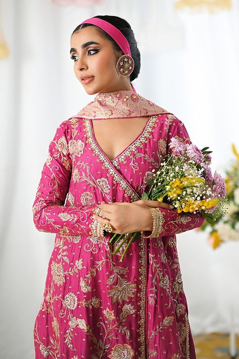 Ansab Jahangir - Esmeray Brocade Dupatta, Ansab Jahangir, Gota Work, Magenta Pink, Pakistani Fashion, Pink Fabric, Raw Silk, Pita, Free Giveaway