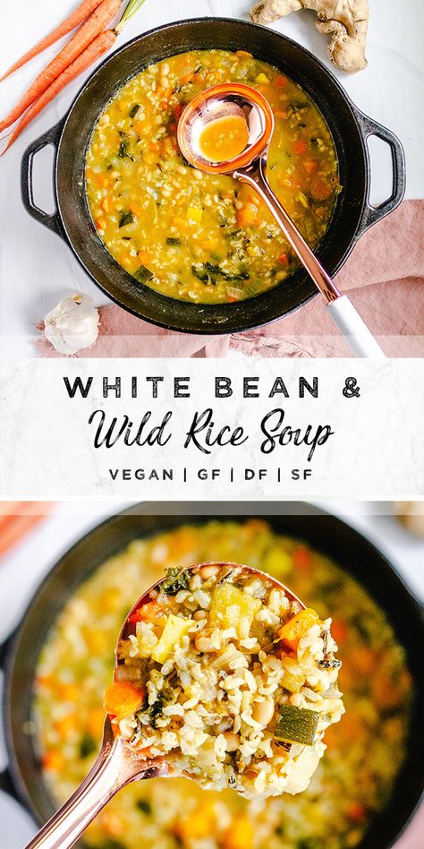 Soup Recipes Rice, Rice And Bean Soup, Wild Rice Soup Healthy, Hearty Fall Meal, Kale And White Bean Soup, Kale And White Bean, Harvest Soup, Recipe Kale, Soup Fall