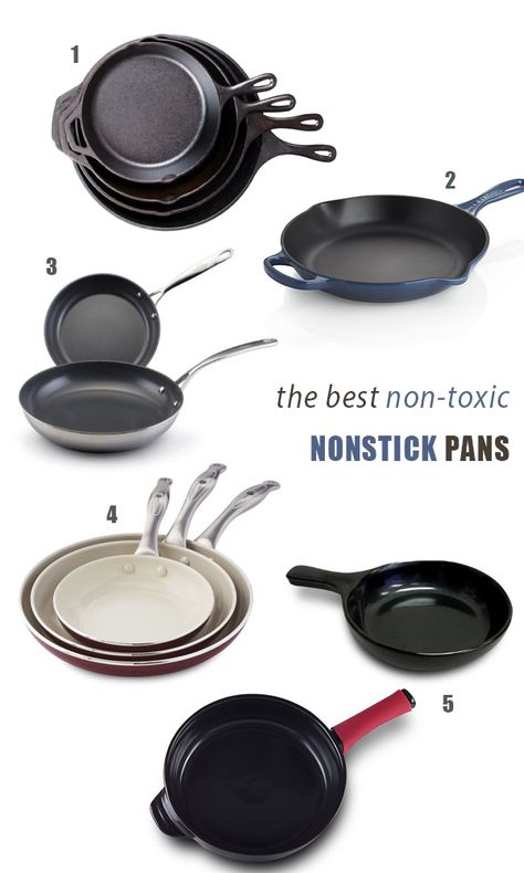 The Best Non-Toxic NonStick Pans, How to Shop For Them + How to Use Them Safely in your Home | Feed Me Phoebe Cooking Pans Types Of, Non Toxic Pots And Pans, Best Non Stick Frying Pan, Non Toxic Pans, Best Pans For Cooking, Best Pots And Pans, Ceramic Pan, Nonstick Pans, Non Toxic Cookware