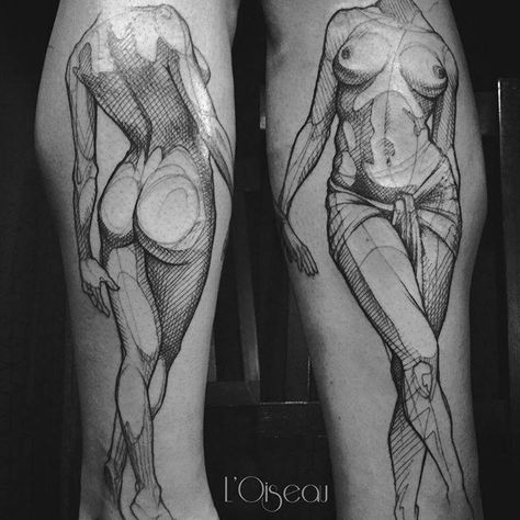 Human Sketch, Pop Art Drawing, Latest Tattoos, Leg Sleeve Tattoo, Female Art Painting, Leg Tattoo, Illustration Art Drawing, Black Ink Tattoos, Beautiful Dark Art