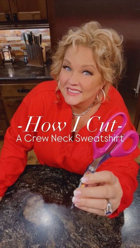 Ann Fisher | Hey Shug🙌🏻 How I cut my crewneck sweatshirts into a V-Neck Scissors just copy paste this link into your browser👇🏻... | Instagram Cut Sweatshirt Diy, Sweatshirt Diy, Diy Cut Shirts, Diy Sweatshirt, Cut Sweatshirts, Cut Up, Cut Shirts, Oversized Sweatshirt, Love Your