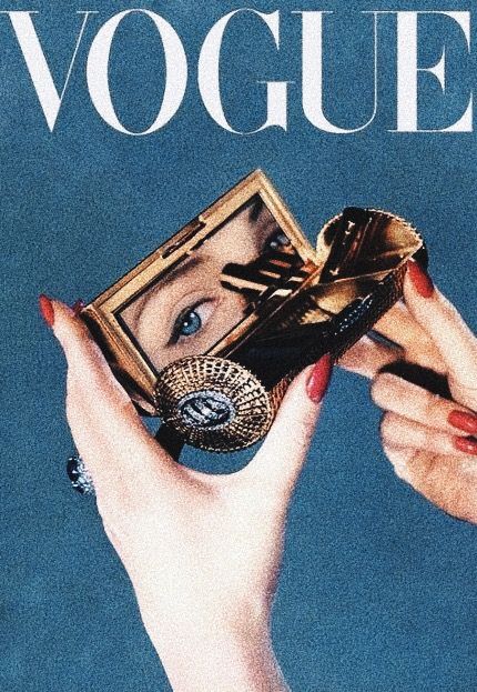 Photos For Collage Wall Vintage, Blue Vogue Covers, Retro Blue Aesthetic, Iconic Vogue Covers, Blue Aesthetic Vintage, Photo Collage Prints, Retro Magazine, Fashion Poster Design, Vogue Magazine Covers