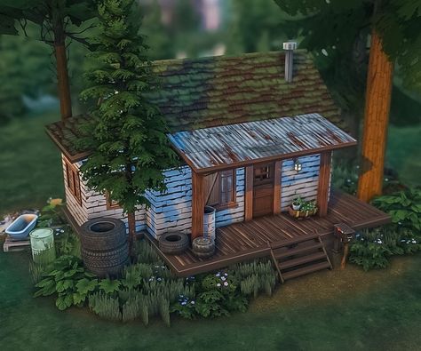 Rhys on Instagram: “§10K Werewolf Starter Cabin 🐺🪵 I absolutely love the new pack - what do you all think?! 📌 EA ID • rhysluv 🏷 #thesims #thesims4 #sims4��…” Sims 4 Cabin Build, Sims4 Cabin, Sims 4 Survival, Sims 4 Werewolf House, Sims 4 Cabin House, Sims 4 Micro House, Cabin Sims 4, Sims 4 Starter House, Werewolf House