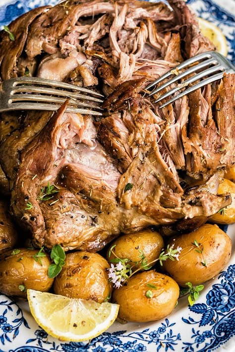 Slow cooker Greek Lamb Kleftiko with potatoes | Supergolden Bakes Slow Cook Lamb, Slow Cooked Greek Lamb, Lamb Slow Cooker Recipes, Greek Lamb Recipes, Lamb Kleftiko, Lamb Roast Recipe, Lamb Casserole, Cook Lamb, Greek Lamb