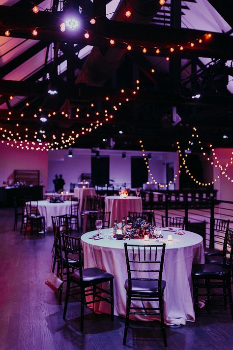 Bell Tower Nashville Wedding, The Bell Tower Nashville, Purple Uplighting Wedding, Turtle Ducks, Moody Wedding Reception, Spring Wedding Ceremony, Reception Designs, Light Purple Wedding, Led Lights Wedding