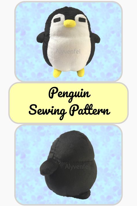 Penguin Sewing Pattern Free, Penguin Plushie Pattern, Penguin Sewing Pattern, Penguin Plushie, Free Plushie Sewing Patterns, Penguin Pattern, Pattern Weights, Plushie Patterns, Sewing Stuffed Animals