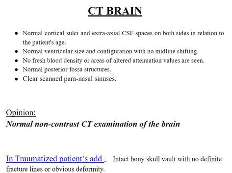 CT Brain - Normal Report Ct Brain, Brain, Quick Saves