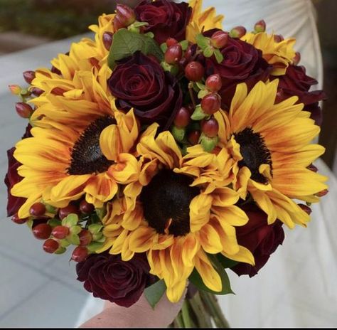 Sunflower bouquet, bridal bouquet, bridesmaids bouquets, burgundy bouquet, wine bouquet Fall Bridal Bouquet October, Flower Fall, Wedding Flowers Sunflowers, Sunflowers And Roses, Burgundy Bouquet, Fall Bouquet, Sunflower Wedding Bouquet, Sunflower Themed Wedding, Red Bouquet Wedding