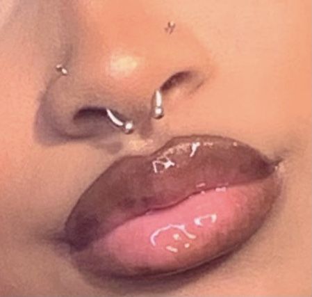 Septum Piercing On Wide Nose, Nose Piercings Septum And Nostril, Two Nose Piercings On Both Sides And Septum, Spectum Pierce Nose, Double Nose Piercing Different Sides With Septum, Two Nostril Piercing And Septum, 2 Nose Piercings On Each Side And Septum, Nose Spectrum Piercing, Middle Nose Piercing Septum