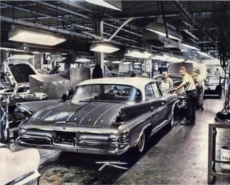 1961 Desoto Assembly Line Desoto Cars, Chrysler Windsor, Assembly Line, Car Advertising, Car Dealership, Car Ads, Us Cars, Retro Cars, Classic Cars Trucks