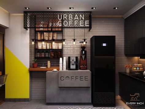 Office Coffee Corner Ideas, Coffe Corners Ideas For Office, Modern Office Coffee Station Ideas, Coffee Corner Office Interior Design, Coffee Station Office Design, Work Kitchenette Ideas, Industrial Coffee Station, Coffee Station Ideas Office, Corporate Coffee Station