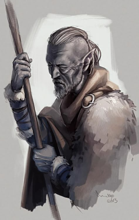 Drow Elder Jhalryn of Ash-Hearth Skyrim Mage, Tavern Keeper, Drow Male, Giant Human, Old Elf, Half Elf, Heroic Fantasy, Fantasy Portraits, The Elder Scrolls