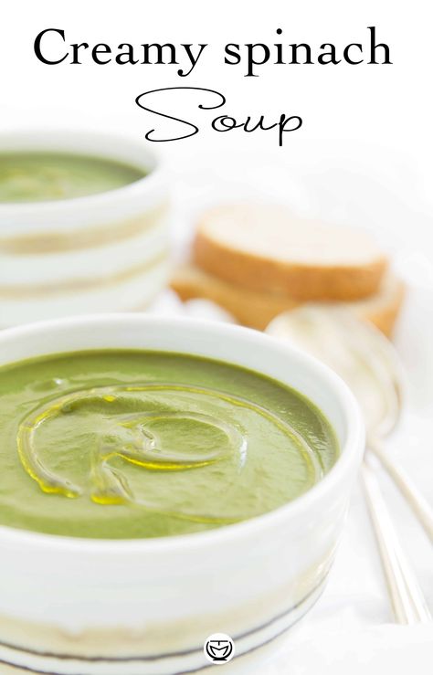 Vegan Spinach Soup, Creamy Spinach Soup, Soup With Lemon, Spinach Soup Recipe, Iron Absorption, Vegan Spinach, Lemon Soup, Homemade Soups, Delicious Soups