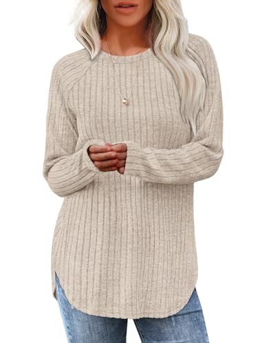 Limited-time deal: Saloogoe Long Sleeve Shirts for Women Tunic Tops for Women Loose Fit Dressy Crew Neck Pullover Basic Sweaters for Women 2024 Long Sleeve Shirts For Women, Tunic Tops For Women, Fitted Tunic Tops, Women Tunic, Fall Sweater Dress, Fall Sweaters For Women, Soft Knit Cardigan, Sweater Dress Casual, Shirt Tunic Top