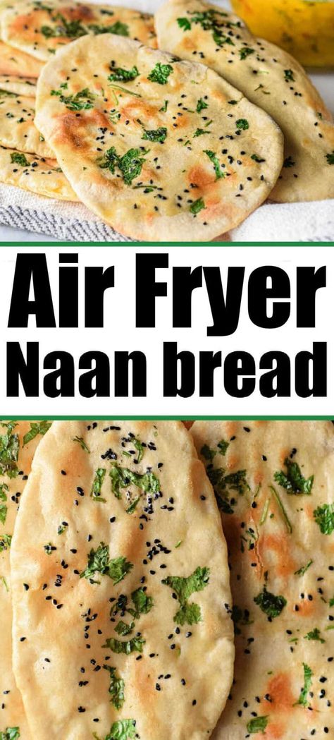 Homemade naan is simple, delicious, and can be cooked in several different ways including the air fryer! Delicious Indian bread. Air Fryer Naan, Naan At Home, Nan Recipe, Air Fryer Recipes Indian, Make Naan Bread, Homemade Ciabatta Bread, How To Make Naan, Garlic Naan Recipe, Naan Bread Pizza