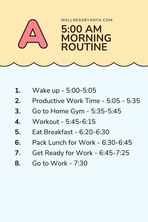 5:00 am Productive Morning Routine Productive Schedule, Monthly Routine, Health Schedule, Daily Routine Chart, Daily Routine Schedule, Productive Morning Routine, Productive Morning, Routine Chart, Work Routine