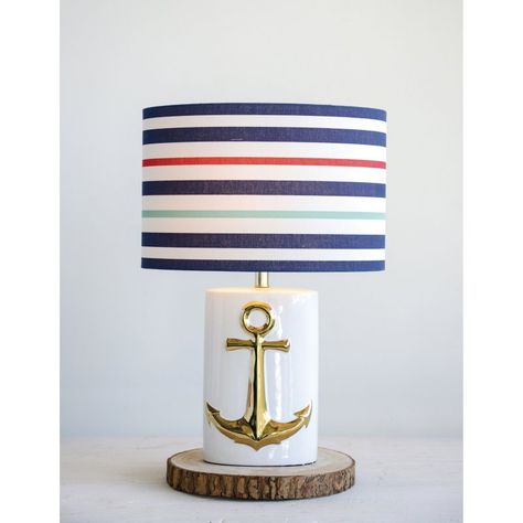 3R Studios 24.5 in. White and Gold Anchor Ceramic Table Lamp Lamp Sculpture, Ship Anchor, Navy Sailor, Ceramic Hand, Living Room End Tables, Ceramic Table Lamp, Ceramic Base, Bright Gold, Ceramic Table Lamps