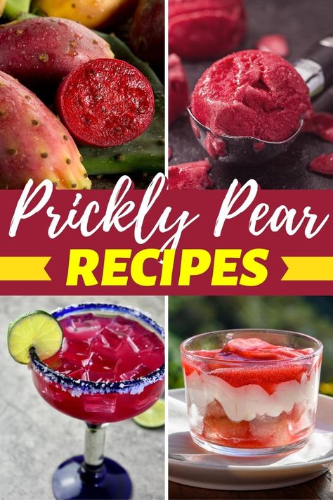 Learn how to eat cactus fruit with these tasty prickly pear recipes. From drinks to candy to sorbet, prickly pear is a flavor that can't be topped. Prickly Pear Fruit Recipes, Prickly Pear Jam, Cactus Fruit Recipe, Prickly Pear Recipes, Fruit Prep, Cactus Recipe, Prickly Pear Juice, Pear Drinks, Cactus Pear