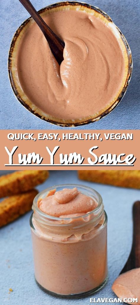 Vegan Yum Yum Sauce, Yum Sauce Recipe, Yum Yum Sauce Recipe, Ella Vegan, Vegan Sauce Recipes, Dairy Free Sauces, Gluten Free Sauces, Yum Sauce, Vegan Dressing