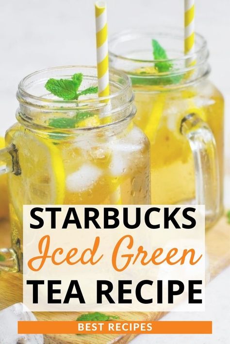 Sweet Green Tea Recipe, Starbucks Iced Green Tea, Green Tea Lemonade Recipe, Iced Green Tea Recipe, Sweet Green Tea, Cold Green Tea, Starbucks Green Tea, Turmeric Lemonade, Homemade Tea Recipes