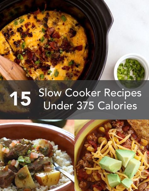 15 Easy Slow Cooker Recipes–Under 375 Calories! Calorie Recipes, Low Cal Recipes, Healthy Slow Cooker, Easy Slow Cooker Recipes, Diet Vegetarian, No Calorie Foods, Crock Pot Slow Cooker, Healthy Crockpot, Crock Pot Cooking