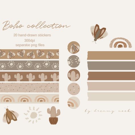 digital bullet journal stickers png free Brown Stickers, Boho Planner, Journal Brown, Digital Washi, Washi Tape Stickers, Tape Stickers, Washi Tape Planner, Blog Backgrounds, Coffee Illustration