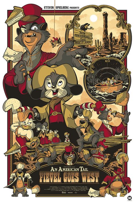 An American Tail: Fievel Goes West (1991) [700x1050] By Germain Mainger Barthélémy Fievel Goes West, Amy Irving, Jon Lovitz, Disney Pop Art, Posters Diy, John Cleese, An American Tail, Mickey Mouse Wallpaper Iphone, Animated Movie Posters