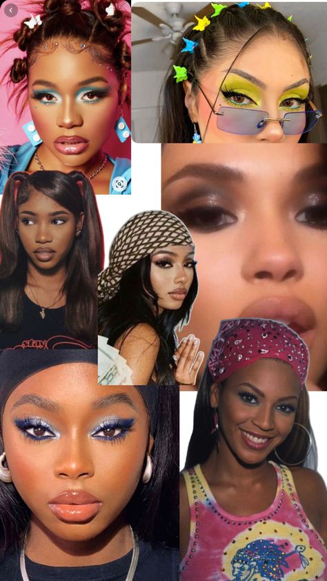 Maquillaje 1999 Makeup Look, 2000 Inspired Makeup, 2011 Makeup Style, 90s Rnb Makeup, Early 2000 Makeup Look, 2000s Y2k Makeup, 2000s Party Makeup, 90s Make Up Ideas, 90s Party Makeup