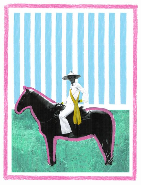 Joe Cruz Woman On A Horse, Joe Cruz, Pastel Portraits, Collage Artists, A Horse, Photo Illustration, Portrait Art, Collage Art, New Art