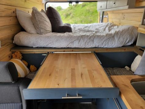 This 2019 Ram ProMaster 2500 Van Conversion is Perfect for Cyclists! Ram Promaster Conversion, Promaster Van Conversion, Self Build Campervan, Tongue And Groove Walls, Van Dwelling, Double Burner, Build A Camper Van, Bicycle Storage, Build A Camper