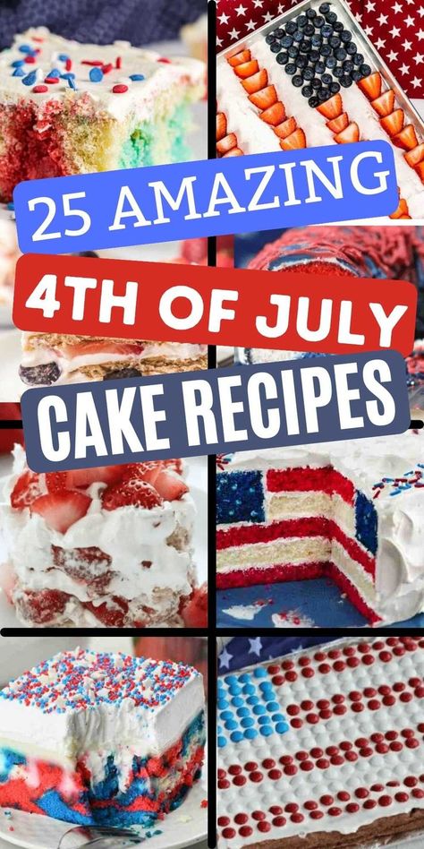 4th Of July Cake Ideas, 4th Of July Cakes, Flag Cake Recipe, American Flag Cookies, Fourth Of July Cake, American Flag Cake, 4th July Food, Strawberry Crunch Cake, Strawberry Icebox Cake