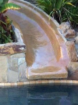 Slide and Precast Rock Repair and Repaint - Tropical - Pool - los angeles - by The Rock Market Slide Rock, Pool Slide, Tropical Pool, Pool Ideas, Rock Formations, Backyards, Pool Slides, Paint Color, The Rock