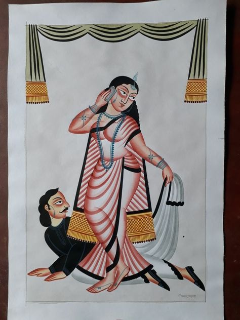 Traditional Kalighat painting to buy this Indian artwork you can call/whats App/wechat on +91 7045 640 740 Kalighat Paintings, Bengali Art, Indian Artwork, Pot Art, Clay Crafts Air Dry, Instagram Ideas Post, Asian Eyes, Asian Eye Makeup, Whats App