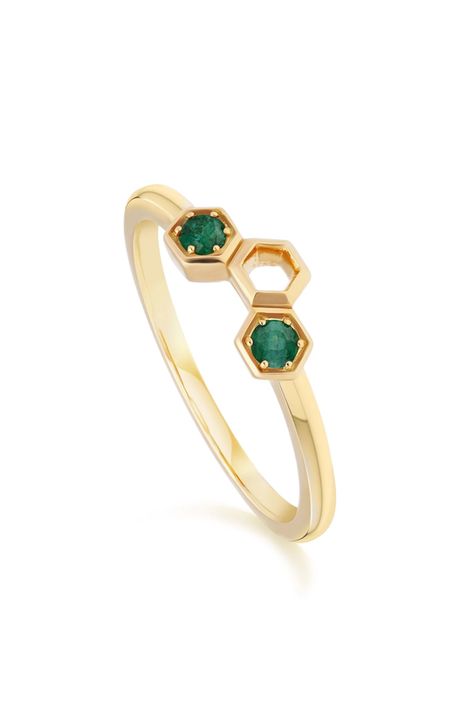 Honeycomb Jewelry, Honeycomb Ring, Smart Jewelry, Stack Ring, Emerald Stone, Classic Jewelry, Emerald Gemstone, Green Emerald, Emerald Ring