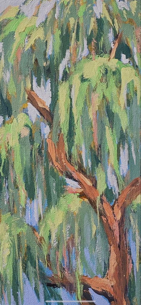 Painting Of Willow Tree, Willow Tree Acrylic Painting, Weeping Willow Painting Easy, Weeping Willow Tree Painting Easy, Willow Tree Wallpaper Aesthetic, Willow Trees Drawing, Weeping Willow Tree Painting Acrylic, Drawing Willow Tree, Acrylic Willow Tree Painting Easy