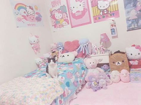 Cute room Gamer Room Design, Kawaii Room Ideas, Nice Room, Princess Palace, Kawaii Bedroom, Doll Room, Otaku Room, Kawaii Room Decor, Cute Bedroom Ideas