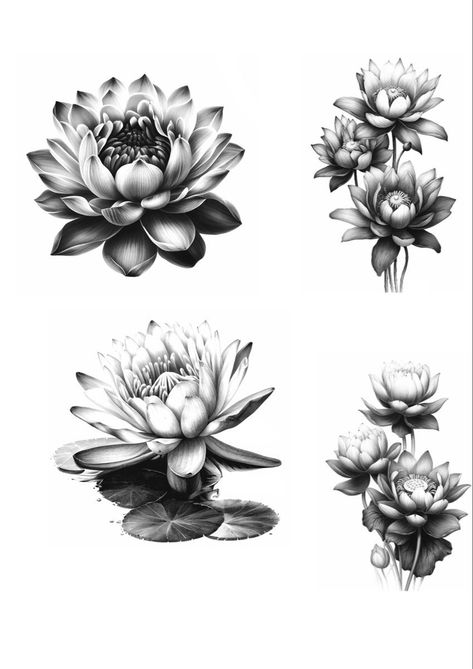 Real Lotus Flower Tattoo, Lotus Tattoo Realistic, Realism Flower Tattoo Design, Realism Lotus Tattoo, Japanese Lotus Flower Tattoo Design, Flower Realistic Tattoo, Flower Drawing Realistic, Realistic Lotus Tattoo, Realism Flower Tattoo