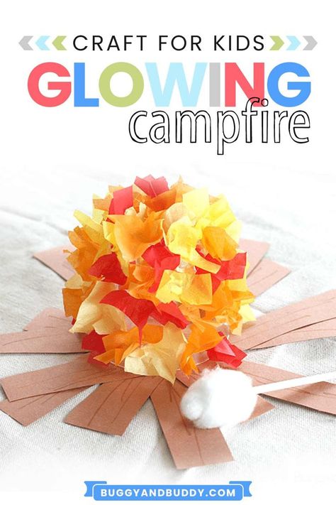 Tissue Paper Campfire Craft, Campfire Crafts, Campfire Crafts For Kids, Fall Storytime, Easy Paper Crafts For Kids, Summer Campfire, Fire Crafts, Easy Craft For Kids, Art Preschool