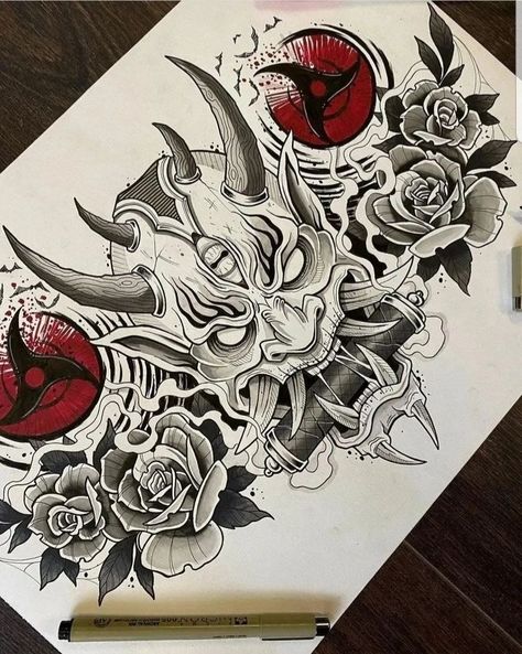 Chest Tattoo Japanese, Tato Geisha, Fenrir Tattoo, Chest Tattoo Drawings, Full Chest Tattoos, Japanese Tattoos For Men, Oni Tattoo, Samurai Tattoo Design, Egypt Tattoo