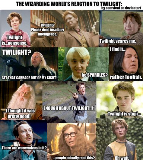 Pretty self explanatory. Harry Potter Vs Twilight, Meme Harry Potter, Harry Potter Twilight, Theatre Seating, Classe Harry Potter, Glume Harry Potter, Harry Potter Quiz, Twilight Memes, Funny Harry Potter Jokes