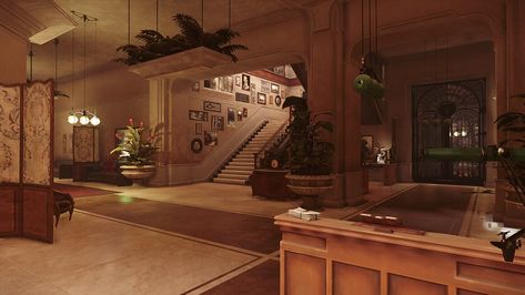 Aramis Stilton's Manor (Entrance) | Karnaca: Dust District F… | Flickr Manor Entrance, Miami Mansion, Dishonored 2, Retro Interior Design, Hotel Entrance, Old Mansions, Luxury Tents, Dishonored, Space Pictures